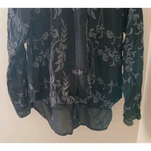 Johnny Was Sasha Embroidered Tie Front Blouse - Picture 4 of 12